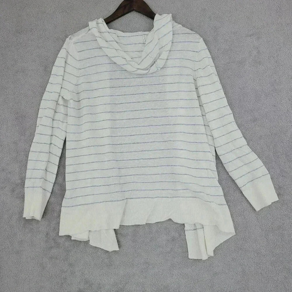 Cynthia Rowley Womens XL Striped Knit Cardigan Sweater 100% Linen 6PT - Picture 2 of 5